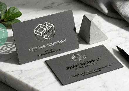 In card giấy mỹ thuật màu đen ép kim