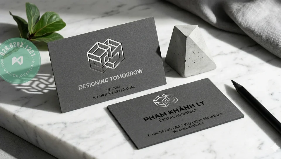 In card giấy mỹ thuật màu đen ép kim