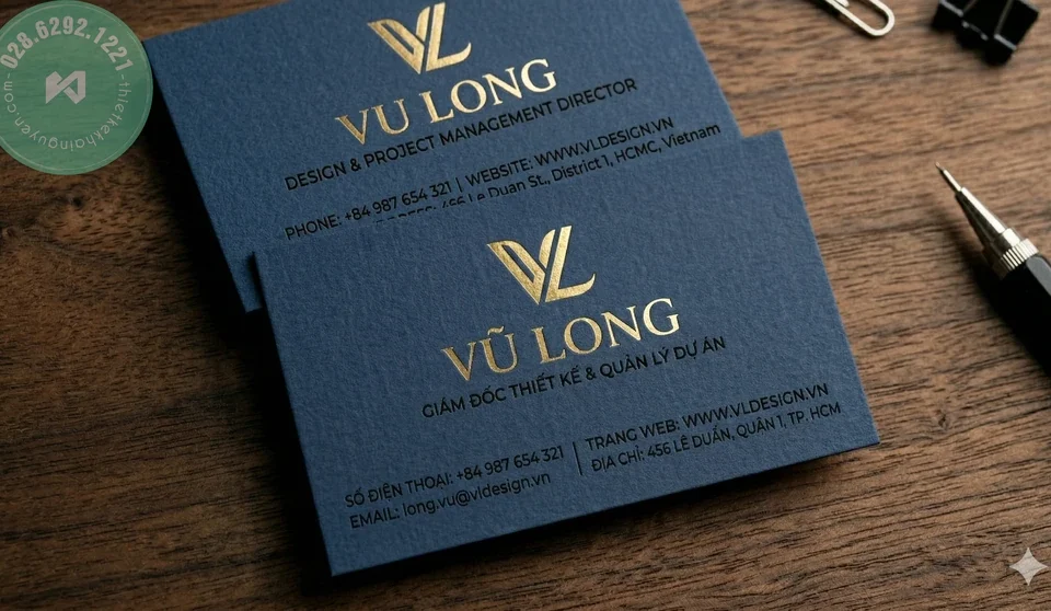 In ấn card visit giấy mỹ thuật màu xanh đẹp