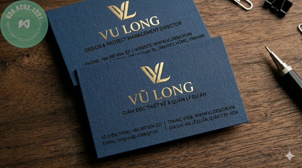 Những mẫu thiết kế name card sáng tạo từ Khải Nguyên 2 In ấn card visit giấy mỹ thuật màu xanh đẹp