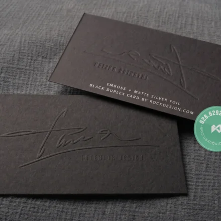 In card visit dập nổi kết hợp ép kim tại TPHCM