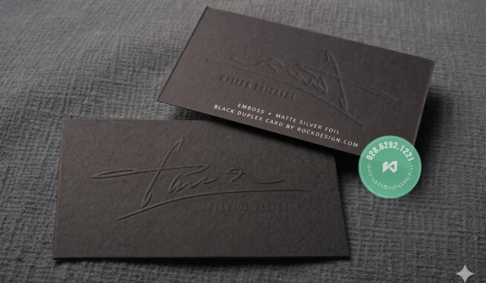 In card visit dập nổi kết hợp ép kim tại TPHCM