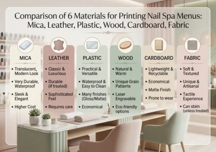 So sánh chất liệu in menu nails spa tốt?