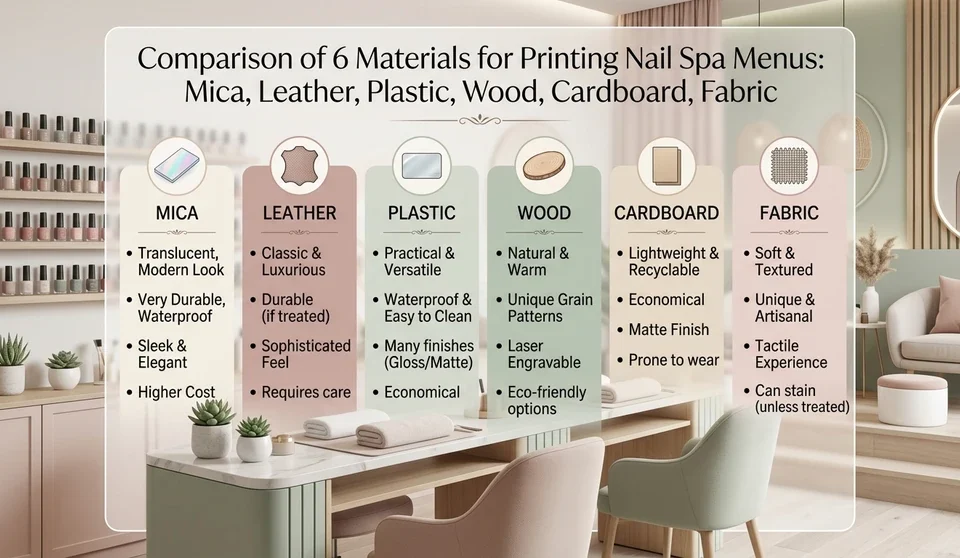 So sánh chất liệu in menu nails spa tốt?