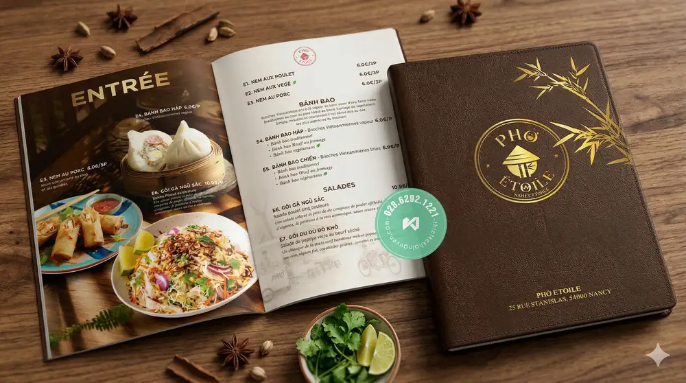 Restaurant Menu Printing Vietnam: Complete Guide for International Orders 1 Restaurant Menu Printing Vietnam - Pho restaurant menu in France