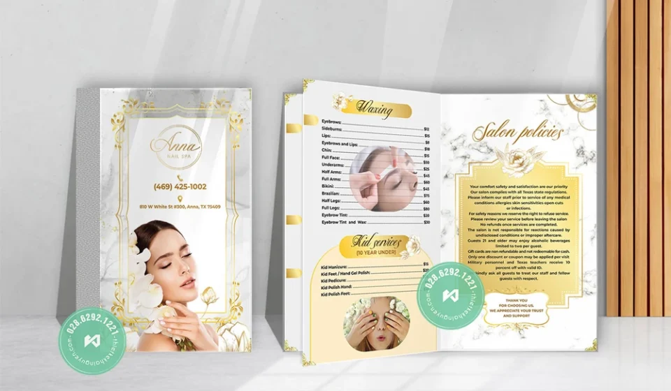 Mẫu in menu mica nails TPHCM - ANNA NAIL tại Mỹ