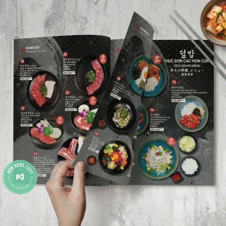 In Menu Nhà Hàng Hàn Quốc TPHCM | Giá Tốt – Thiết Kế Chuẩn Korean In Menu Nhà Hàng Hàn Quốc TPHCM – BBQ, Lẩu, Mì Cay Đúng Chất