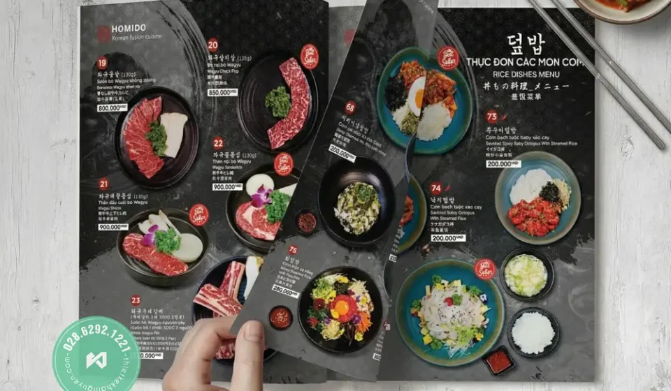 In Menu Nhà Hàng Hàn Quốc TPHCM – BBQ, Lẩu, Mì Cay Đúng Chất