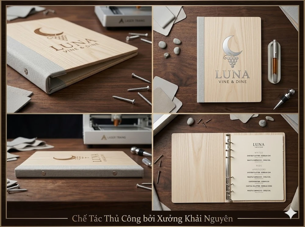 Restaurant Menu Printing Vietnam: Complete Guide for International Orders 3 Wooden restaurant menu Vietnam custom engraving