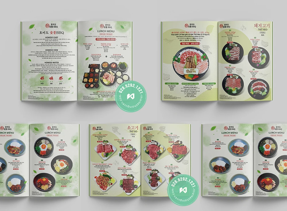 Menu Nhà Hàng Hàn Quốc Homido Tại TPHCM | Khải Nguyên 5 Thiết kế menu nhà hàng Hàn Quốc - Menu Chính