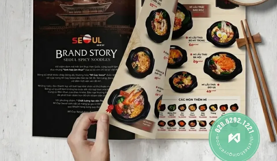 Menu nhà hàng Hàn - menu mì cay Seoul