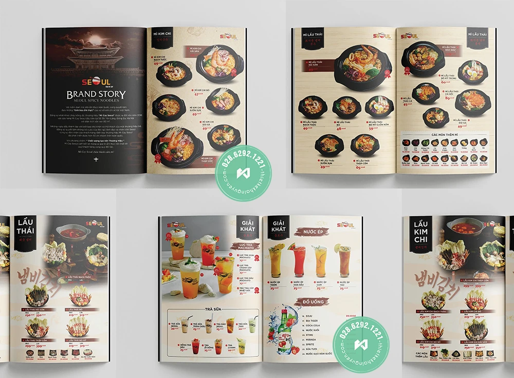 Menu Nhà Hàng Hàn Quốc Homido Tại TPHCM | Khải Nguyên 12 Thiết kế menu mì cay Hàn Quốc Seoul tại TPHCM
