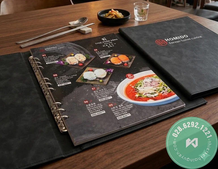 In Menu Nhà Hàng Hàn Quốc TPHCM | Giá Tốt – Thiết Kế Chuẩn Korean 4 Thiết kế & in menu da sang trọng cho nhà hàng Hàn Quốc