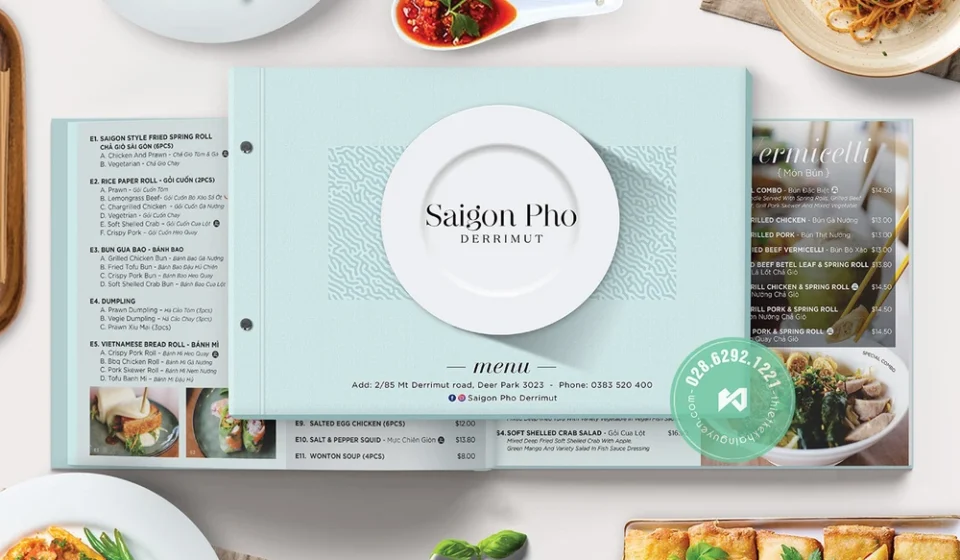 Thiết kế menu nhà hàng phở tối ưu tăng doanh thu