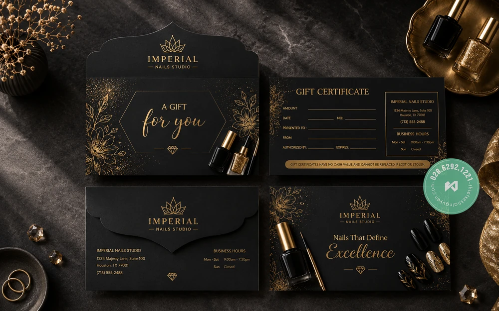 Top 30+ Mẫu Voucher Tiệm Nails Đẹp Giúp Tăng Doanh Thu 14 Bộ gift certificate nails luxury đen vàng