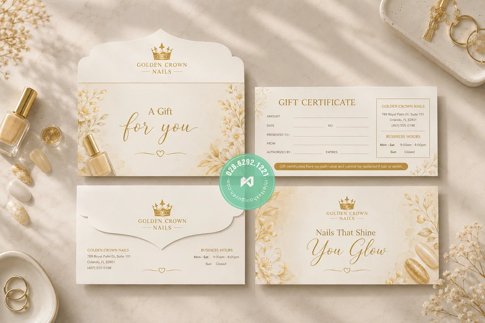 Top 30+ Mẫu Voucher Tiệm Nails Đẹp Giúp Tăng Doanh Thu 15 Thiết kế gift certificate nails có bao thư chuyên nghiệp