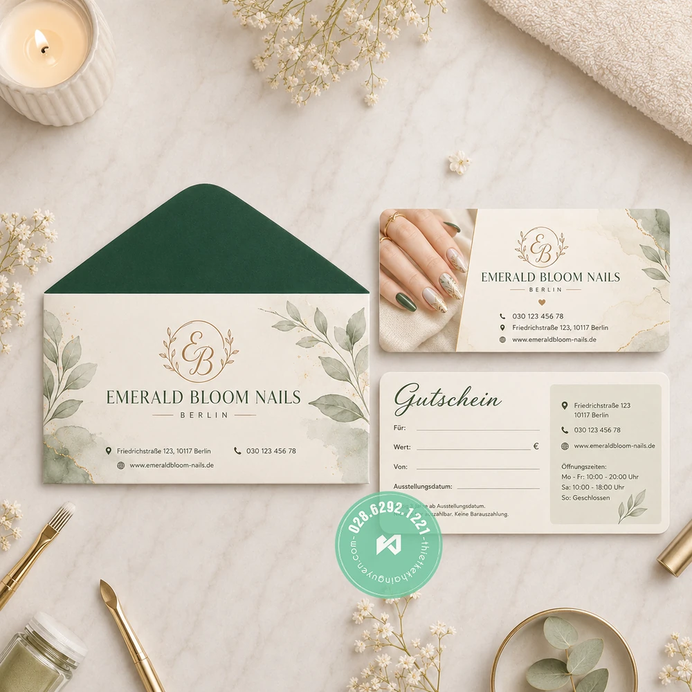 Gutscheine für Nagelstudio drucken – Günstig aus Vietnam bestellen 11 Thiết kế gift certificate tiệm nails ở Đức