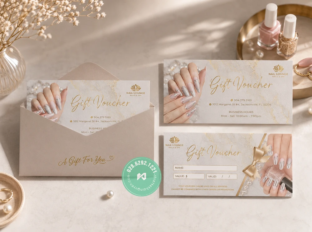 Custom Gift Voucher Printing for Vietnamese Nail Salons – International Shipping 7 Turnaround Time - nail salon gift voucher printing Vietnam