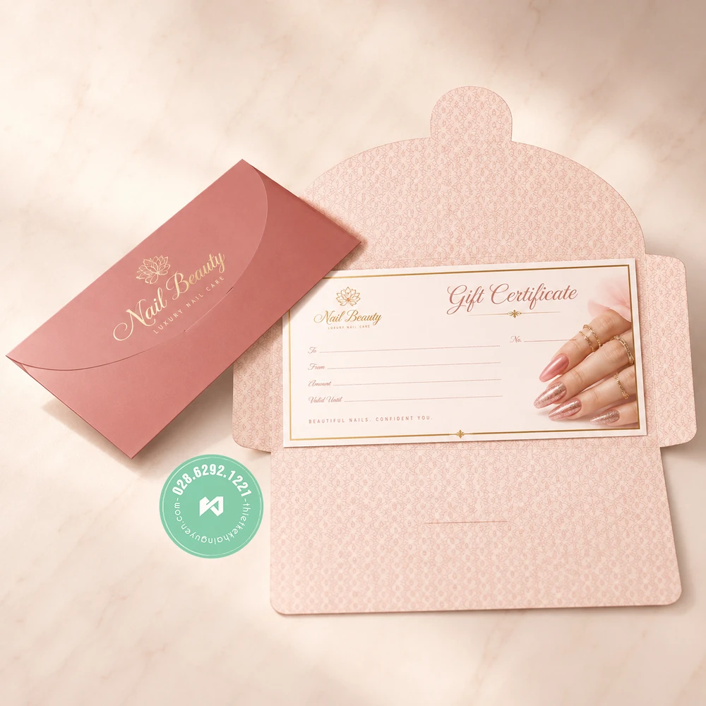 Top 30+ Mẫu Voucher Tiệm Nails Đẹp Giúp Tăng Doanh Thu 21 In voucher ép kim cho tiệm nails siêu đẹp