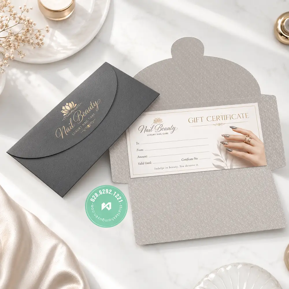 Custom Gift Voucher Printing for Vietnamese Nail Salons – International Shipping 6 Minimum Order Quantity - Custom Gift Voucher Printing for Vietnamese Nail Salons
