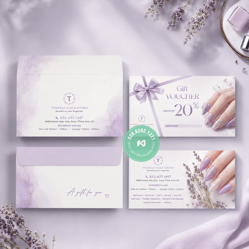 Custom Gift Voucher Printing for Vietnamese Nail Salons – International Shipping 16 Order Your Gift Vouchers Today