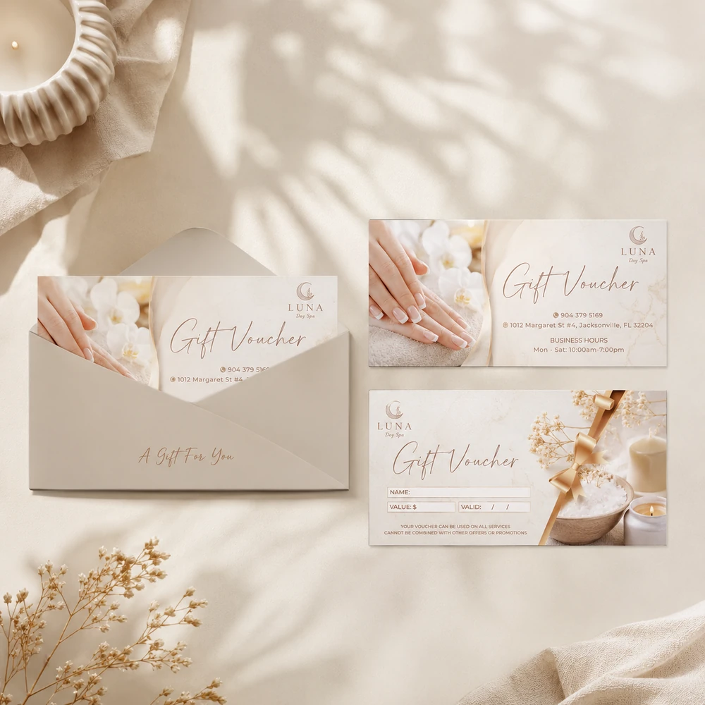In Gift Voucher Spa TPHCM - Sang Trọng, Thiết Kế Riêng 2026 9 Mẫu Gift Voucher Spa Đẹp Tại TPHCM