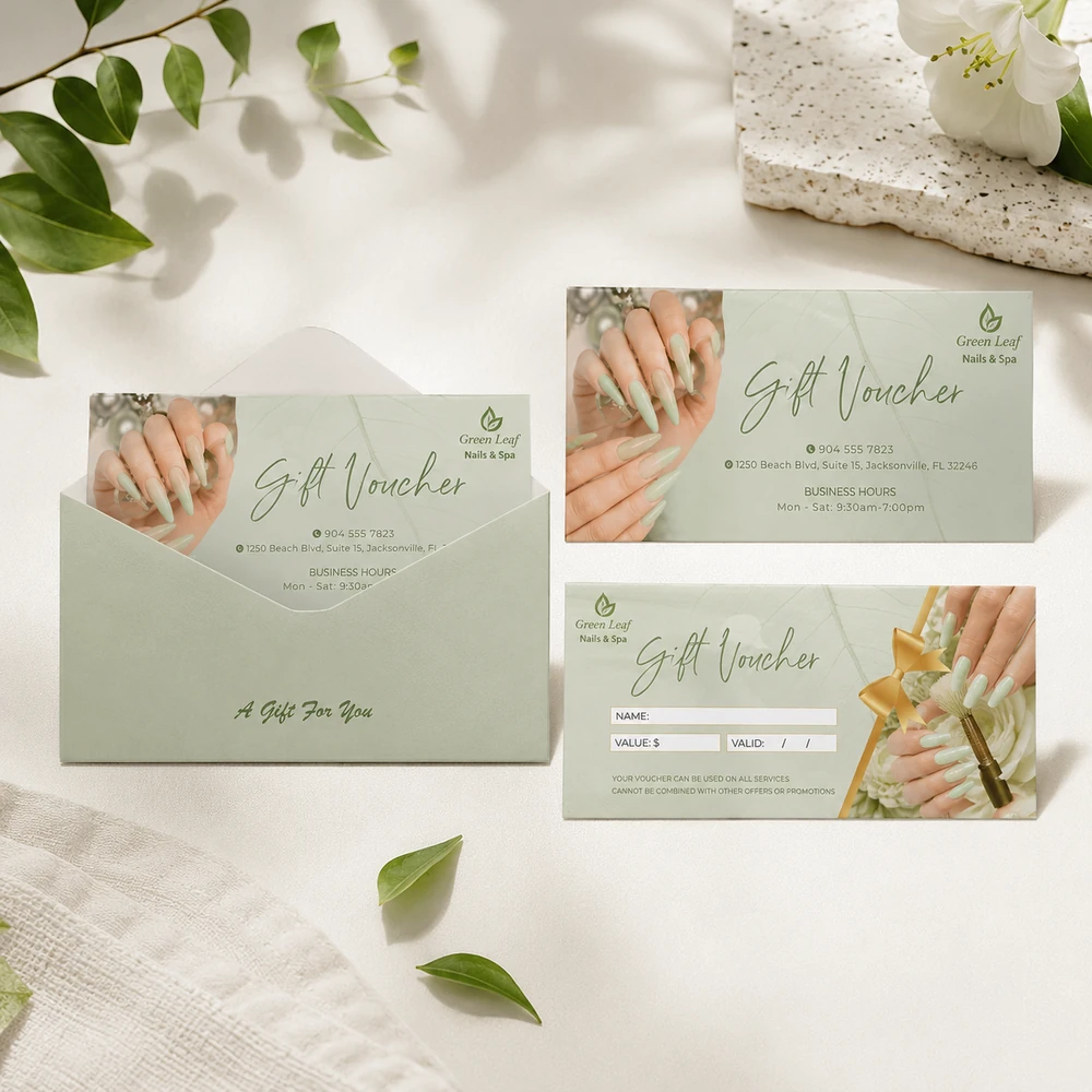 In Gift Voucher Spa TPHCM - Sang Trọng, Thiết Kế Riêng 2026 29 In gift voucher nails spa chuyên nghiệp ở TPHCM