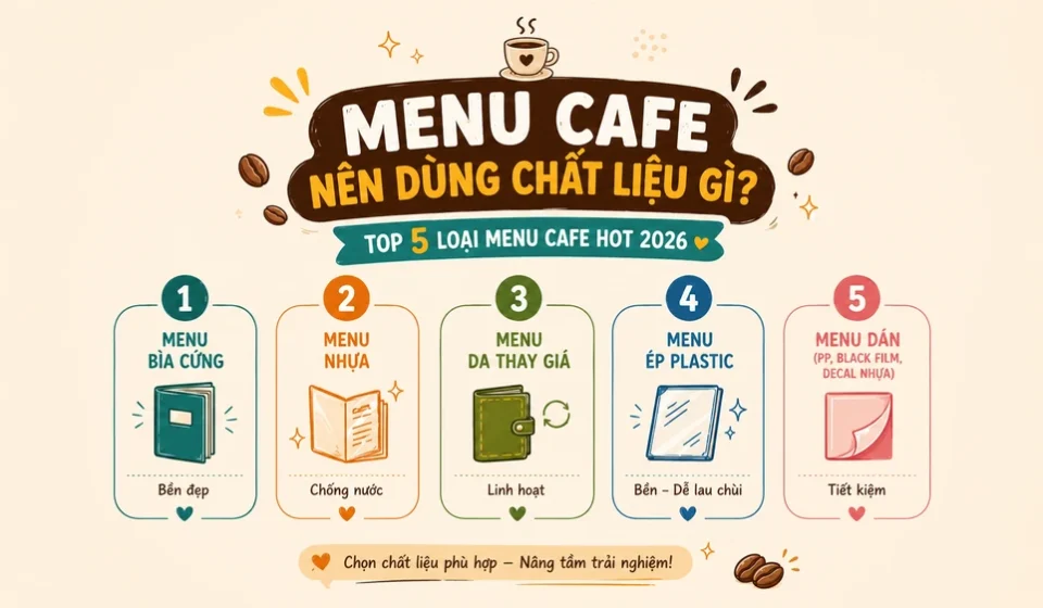 In menu quán cafe nên dùng chất liệu gì