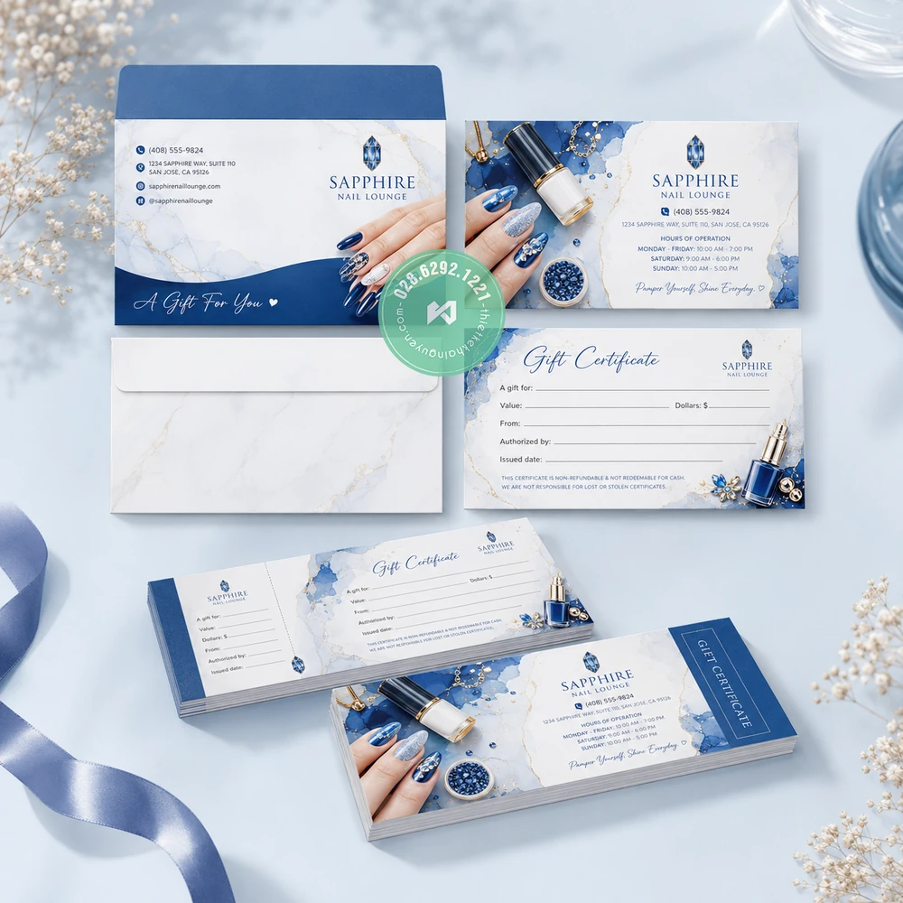 Custom Gift Voucher Printing for Vietnamese Nail Salons – International Shipping 9 Nail salon gift vouchers Design