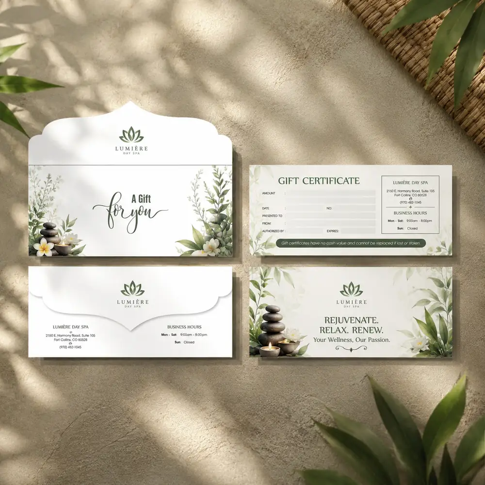 In Gift Voucher Spa TPHCM - Sang Trọng, Thiết Kế Riêng 2026 14 In voucher spa màu xanh đẹp tại TPHCM
