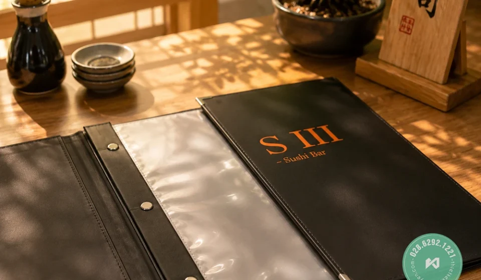 Dự án làm menu da gấp cửa sổ của nhà hàng Loius III