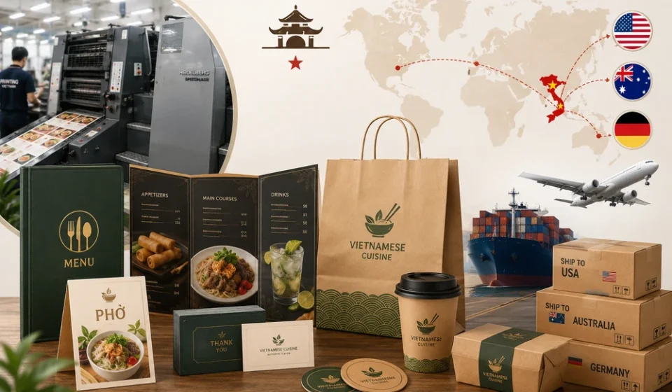 Printing restaurant menus for worldwide shipping