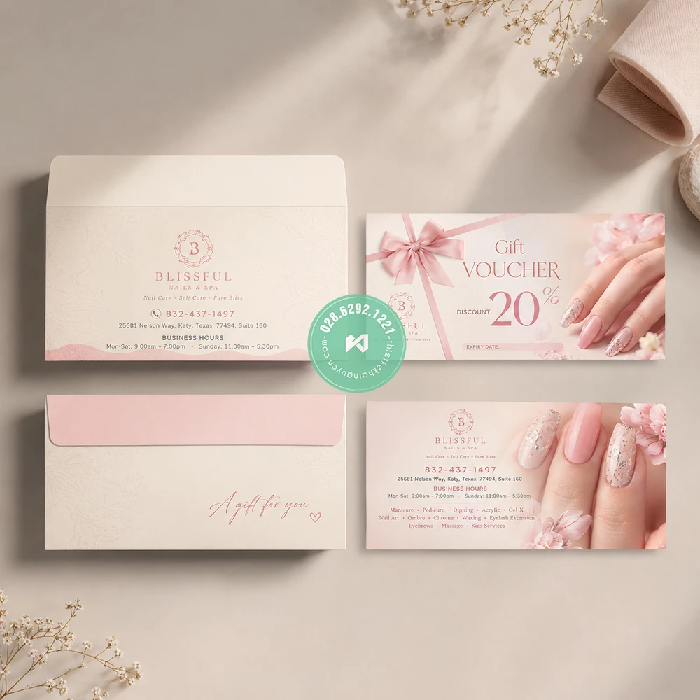 Top 30+ Mẫu Voucher Tiệm Nails Đẹp Giúp Tăng Doanh Thu 27 Bộ gift nails màu hồng phấn dễ thương