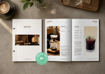 Thiết kế menu cà phê đẹp 2026 - Menu Bason Cafe Sakyo tại TPHCM