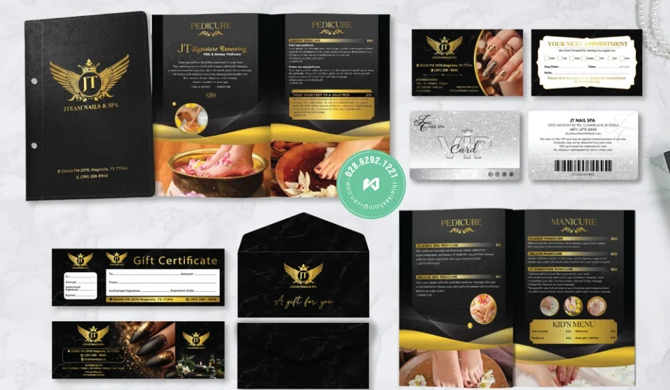Bộ Nhận Diện Thương Hiệu Tiệm Nails JTeam Nails Spa