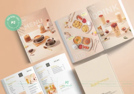 Thiết kế & In menu mở phẳng Kubo Premium Kids Menu