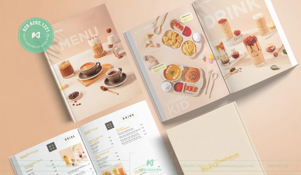 Thiết kế & In menu mở phẳng Kubo Premium Kids Menu