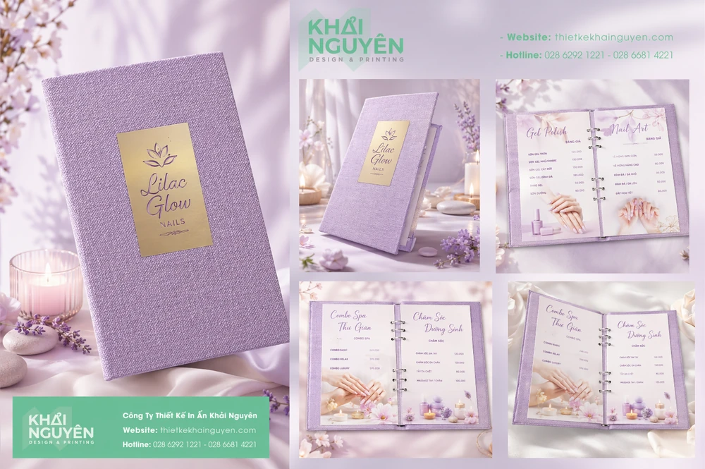 Menu Vải Gáy Còng Cao Cấp TPHCM - Giải Pháp Menu Sang Trọng Cho Nails Spa, Nhà Hàng 7 Thiết kế in menu vải gáy còng cho tiệm nails
