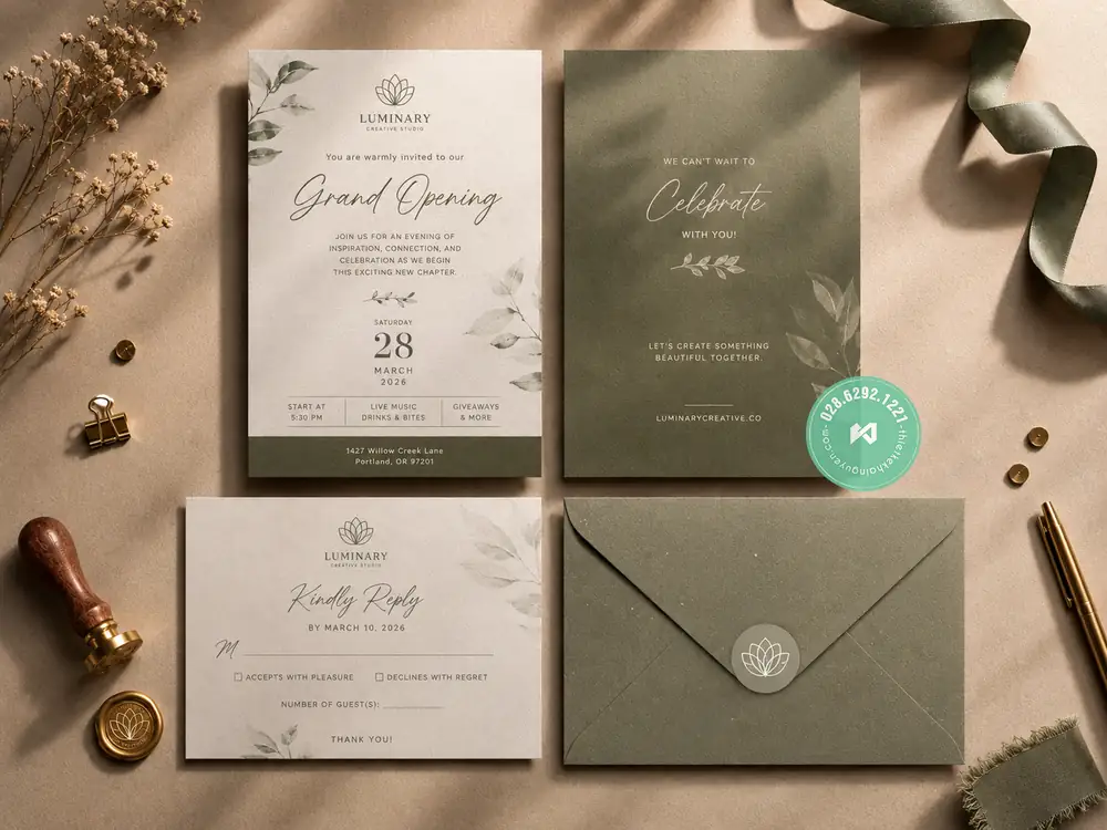 In Thiệp Mời Sự Kiện TPHCM – Khai Trương, Hội Nghị Mới 2026 33 Grand Open Invitation Card 2026