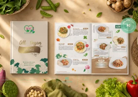 In menu mở phẳng 180 độ nhà hàng Chay tại TPHCM
