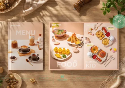 In menu mở phẳng 180 độ cho nhà hàng Kubo
