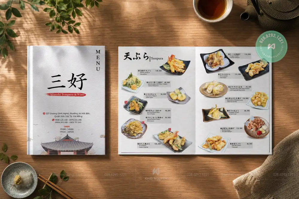 Menu Mở Phẳng 180 Độ Là Gì? Tại Sao Nhà Hàng Cao Cấp Ưa Chuộng? 4 Dự án in ấn menu mở phẳng nhà hàng Nhật