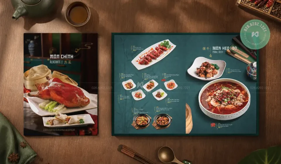 In menu mở phẳng cho nhà hàng Trung Hoa - May Dynasty