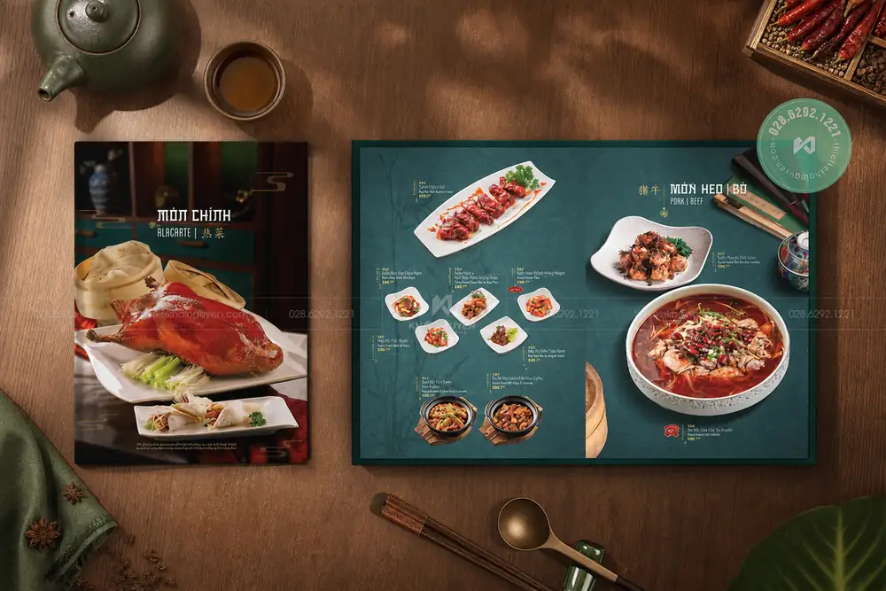 Menu Mở Phẳng 180 Độ Là Gì? Tại Sao Nhà Hàng Cao Cấp Ưa Chuộng? 1 In menu mở phẳng cho nhà hàng Trung Hoa - May Dynasty