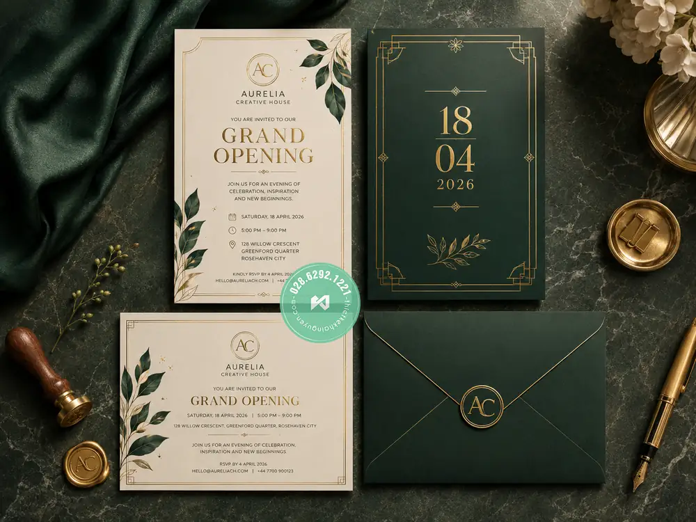 In Thiệp Mời Sự Kiện TPHCM – Khai Trương, Hội Nghị Mới 2026 44 Mẫu thiệp grand open invitation card 2026