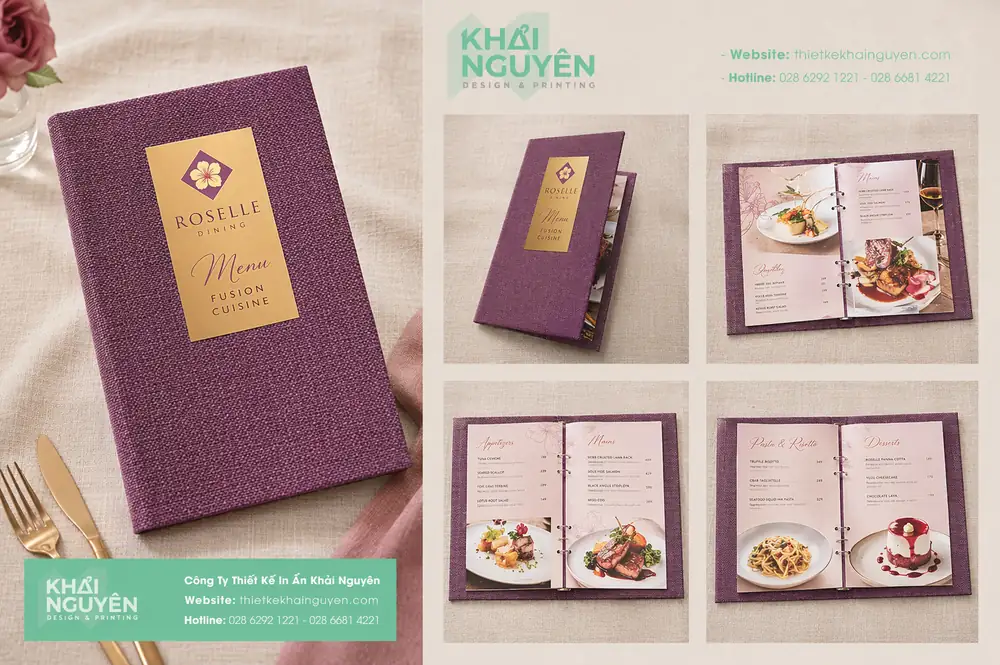 Menu Vải Gáy Còng Cao Cấp TPHCM - Giải Pháp Menu Sang Trọng Cho Nails Spa, Nhà Hàng 6 Mẫu thiết kế menu vải gáy còng in logo thương hiệu chuyên nghiệp
