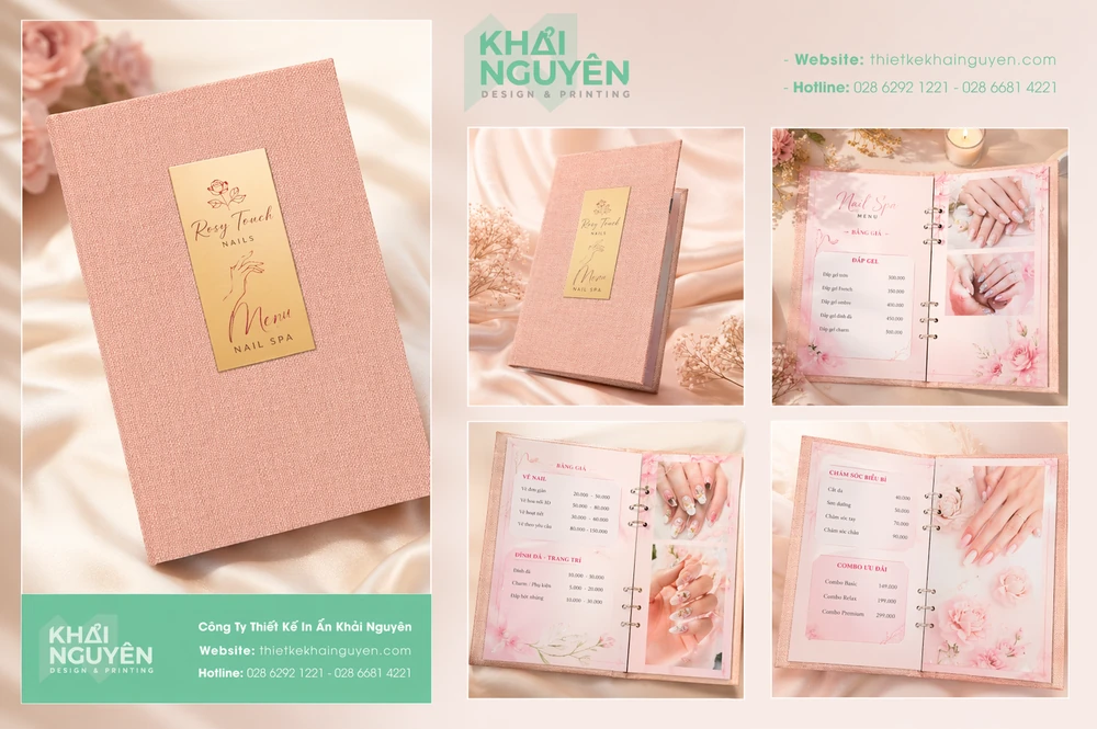 Menu Vải Gáy Còng Cao Cấp TPHCM - Giải Pháp Menu Sang Trọng Cho Nails Spa, Nhà Hàng 10 Chọn in menu vải tại TPHCM/ Khải Nguyên luôn là sự lựa chọn đúng đắn