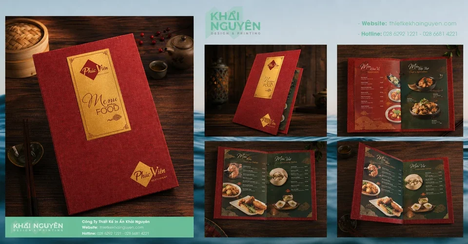 Thiết kế menu vải gáy còng đơn giản mà sang trọng