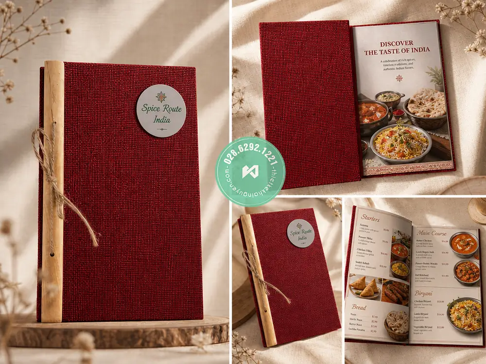 Xưởng in menu vải gáy gỗ đặc biệt cho Nhà Hàng tại TPHCM 5 Sản phẩm bìa menu vải gáy gỗ vẫn là sự lựa chọn hàng đầu cho các nhà hàng