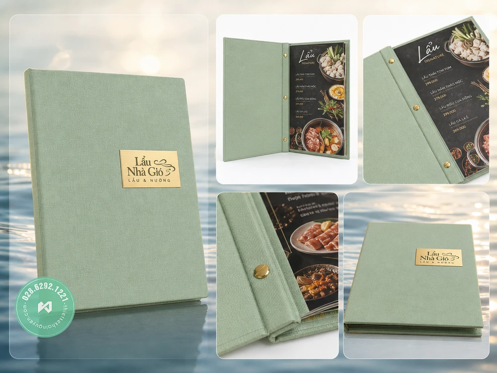 In Menu Vải TPHCM – Nhẹ, Bền, Sang Trọng – Xu Hướng 2026 1 Mẫu in menu vải màu xanh bơ cho nhà hàng